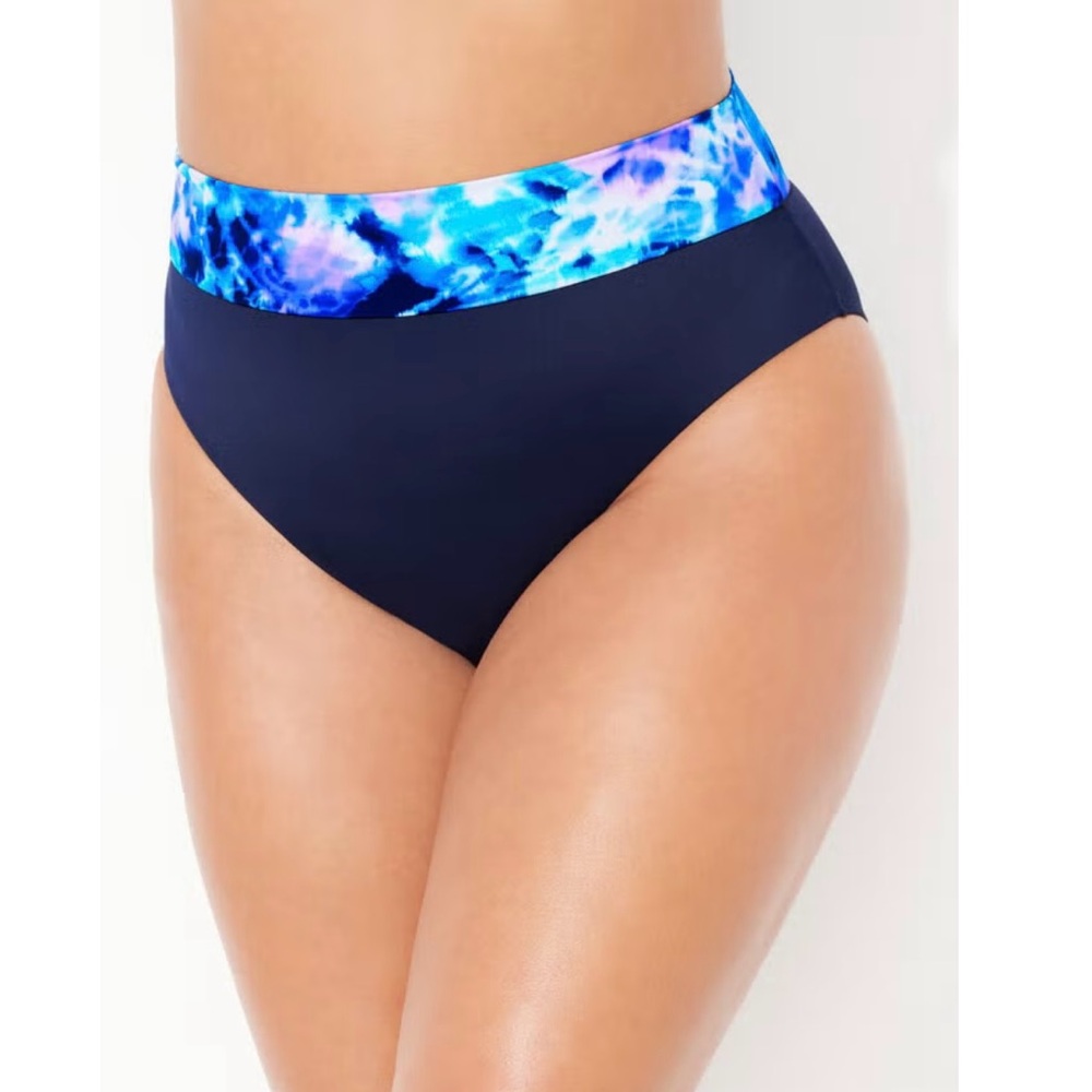 High-Waisted Cheeky Shirred Bikini Bottom in Electric Ocean Size 10